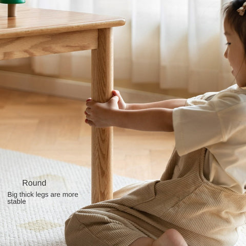 Oak and Beech Solid Wood Handmade Childrens Study Table Natural Wood Grain Eco Friendly Kids Desk for Learning & Play