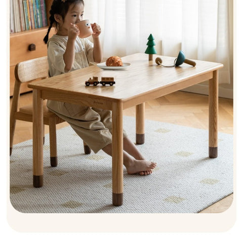 Oak and Beech Solid Wood Handmade Childrens Study Table Natural Wood Grain Eco Friendly Kids Desk for Learning & Play