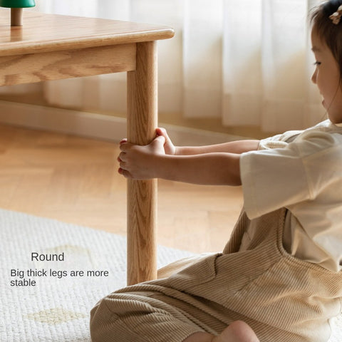 Oak and Beech Solid Wood Handmade Childrens Study Table Natural Wood Grain Eco Friendly Kids Desk for Learning & Play
