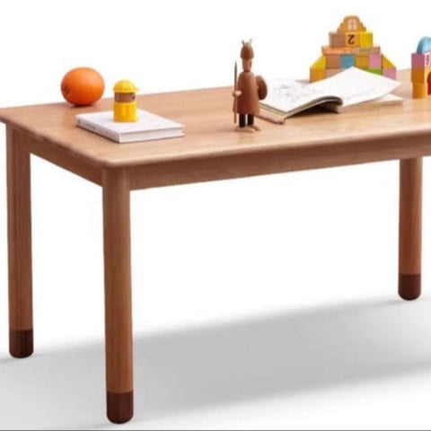 Oak and Beech Solid Wood Handmade Childrens Study Table Natural Wood Grain Eco Friendly Kids Desk for Learning & Play