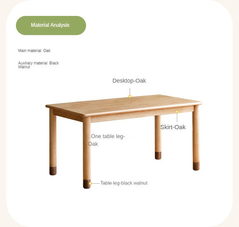 Oak and Beech Solid Wood Handmade Childrens Study Table Natural Wood Grain Eco Friendly Kids Desk for Learning & Play