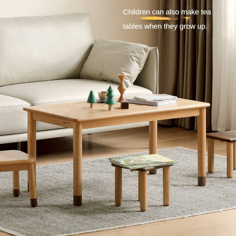 Oak and Beech Solid Wood Handmade Childrens Study Table Natural Wood Grain Eco Friendly Kids Desk for Learning & Play