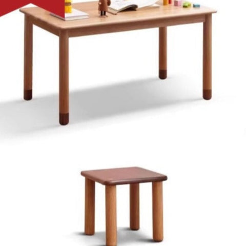 Oak and Beech Solid Wood Handmade Childrens Study Table Natural Wood Grain Eco Friendly Kids Desk for Learning & Play