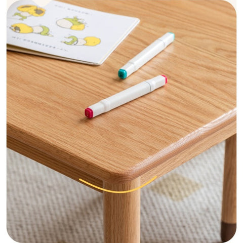 Oak and Beech Solid Wood Handmade Childrens Study Table Natural Wood Grain Eco Friendly Kids Desk for Learning & Play