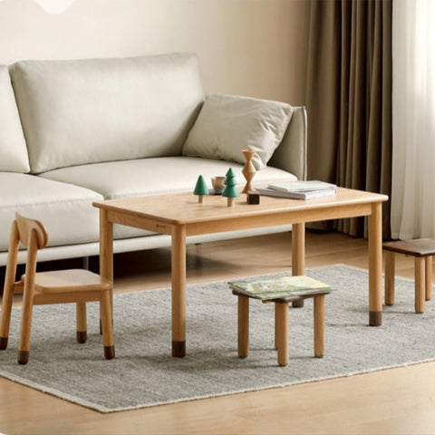 Oak and Beech Solid Wood Handmade Childrens Study Table Natural Wood Grain Eco Friendly Kids Desk for Learning & Play