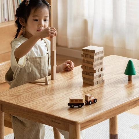 Oak and Beech Solid Wood Handmade Childrens Study Table Natural Wood Grain Eco Friendly Kids Desk for Learning & Play