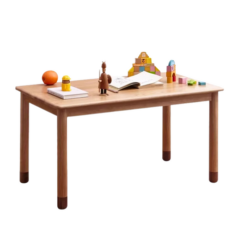 Oak and Beech Solid Wood Handmade Childrens Study Table Natural Wood Grain Eco Friendly Kids Desk for Learning & Play