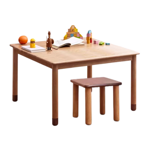 Oak and Beech Solid Wood Handmade Childrens Study Table Natural Wood Grain Eco Friendly Kids Desk for Learning & Play