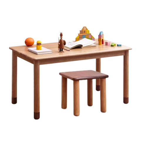 Oak and Beech Solid Wood Handmade Childrens Study Table Natural Wood Grain Eco Friendly Kids Desk for Learning & Play