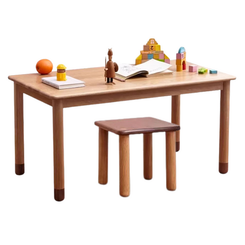 Oak and Beech Solid Wood Handmade Childrens Study Table Natural Wood Grain Eco Friendly Kids Desk for Learning & Play