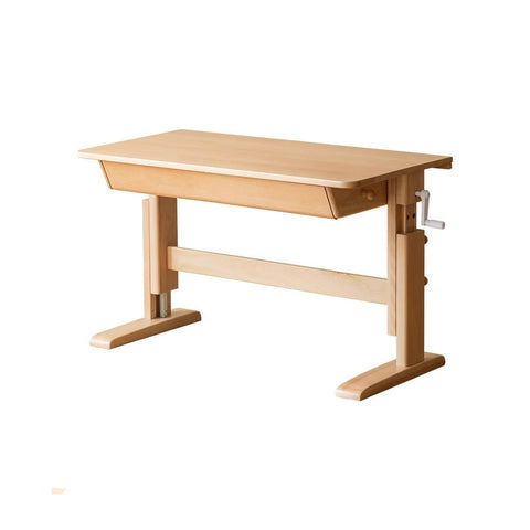 Beech Solid Wood Adjustable Kids Study Table Natural Finish with Chair Shelf & Drawer Storage