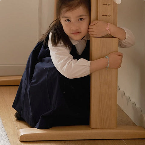 Beech Solid Wood Adjustable Kids Study Table Natural Finish with Chair Shelf & Drawer Storage