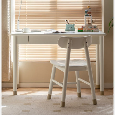 Oak & Birch Solid Wood Adjustable Kids Chair White Ergonomic Desk Seat for Learning & Play