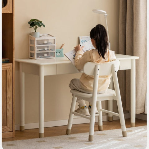 Oak & Birch Solid Wood Adjustable Kids Chair White Ergonomic Desk Seat for Learning & Play