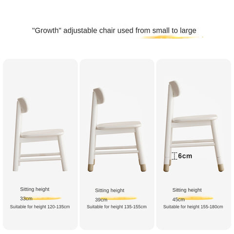 Oak & Birch Solid Wood Adjustable Kids Chair White Ergonomic Desk Seat for Learning & Play