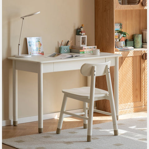 Oak & Birch Solid Wood Adjustable Kids Chair White Ergonomic Desk Seat for Learning & Play