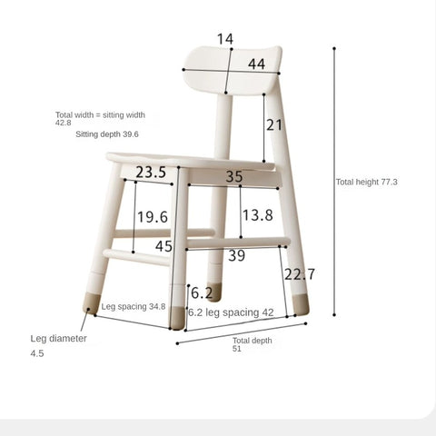 Oak & Birch Solid Wood Adjustable Kids Chair White Ergonomic Desk Seat for Learning & Play