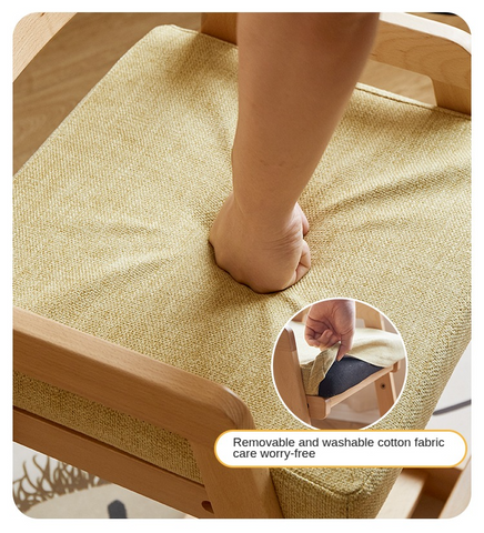 Solid Wood Adjustable Kids Desk Chair Natural Beech Oak Cushion Ergonomic for Study Dining