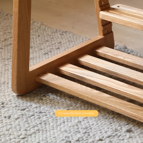 Solid Wood Adjustable Kids Desk Chair Natural Beech Oak Cushion Ergonomic for Study Dining