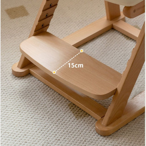 Beech Solid Wood Adjustable Lift Learning Chair Kids Study Chair with Soft Cushion Backrest & Footrest Brown