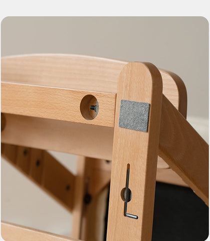 Beech Solid Wood Adjustable Lift Learning Chair Kids Study Chair with Soft Cushion Backrest & Footrest Brown