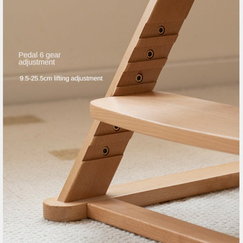 Beech Solid Wood Adjustable Lift Learning Chair Kids Study Chair with Soft Cushion Backrest & Footrest Brown