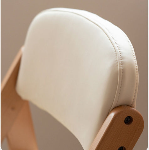 Beech Solid Wood Adjustable Lift Learning Chair Kids Study Chair with Soft Cushion Backrest & Footrest Brown