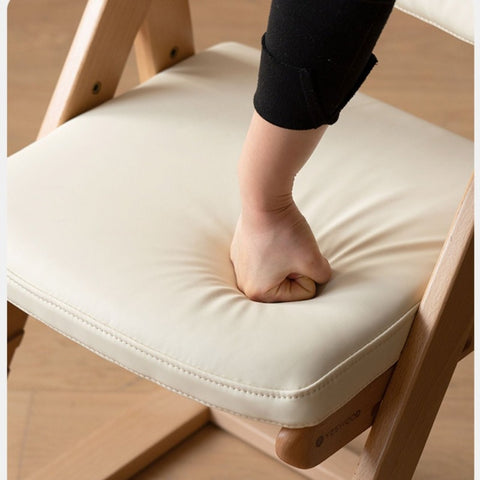 Beech Solid Wood Adjustable Lift Learning Chair Kids Study Chair with Soft Cushion Backrest & Footrest Brown