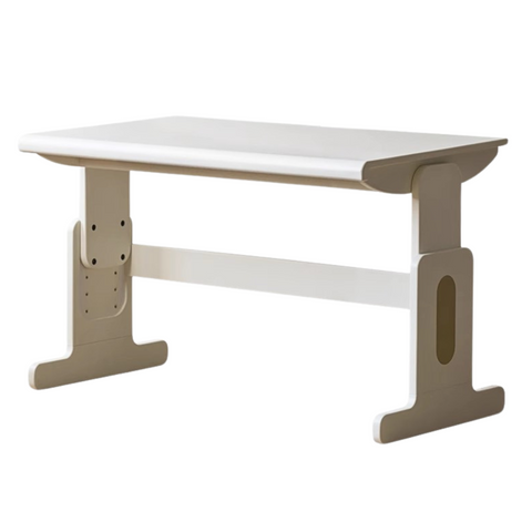 Beech Solid Wood Adjustable White Study Desk for Children & Students with Lift Height & Storage