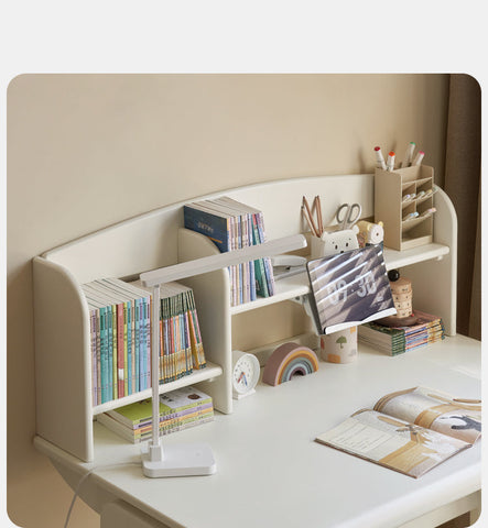 Beech Solid Wood Adjustable White Study Desk for Children & Students with Lift Height & Storage
