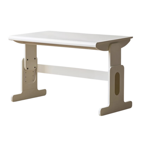 Beech Solid Wood Adjustable White Study Desk for Children & Students with Lift Height & Storage