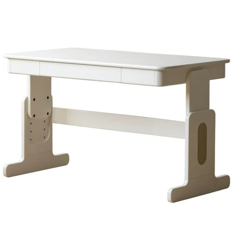 Beech Solid Wood Adjustable White Study Desk for Children & Students with Lift Height & Storage