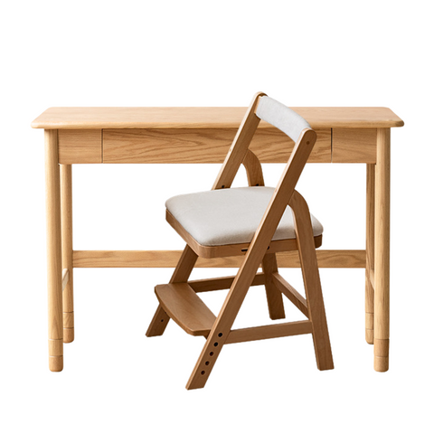 Oak Solid Wood Adjustable Height Lifting Study Table Narrow Writing Desk for Kids & Home