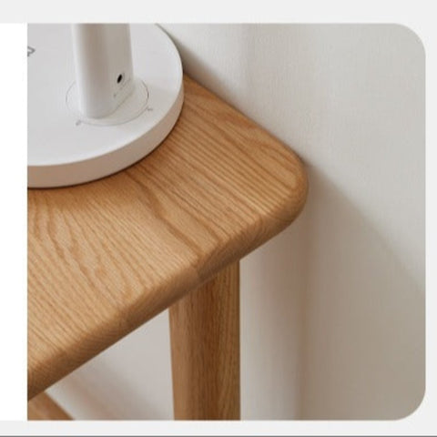 Oak Solid Wood Adjustable Height Lifting Study Table Narrow Writing Desk for Kids & Home