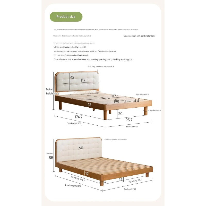 Rubberwood, Beech Solid Wood Children's Soft Bed