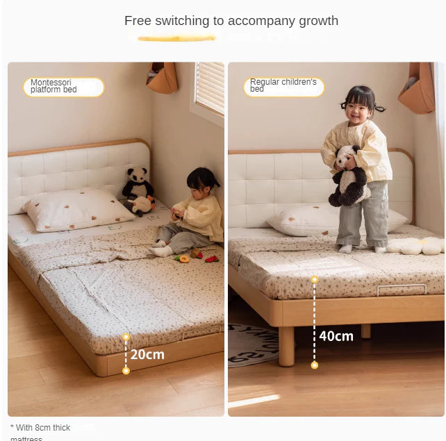 Rubberwood, Beech Solid Wood Children's Soft Bed