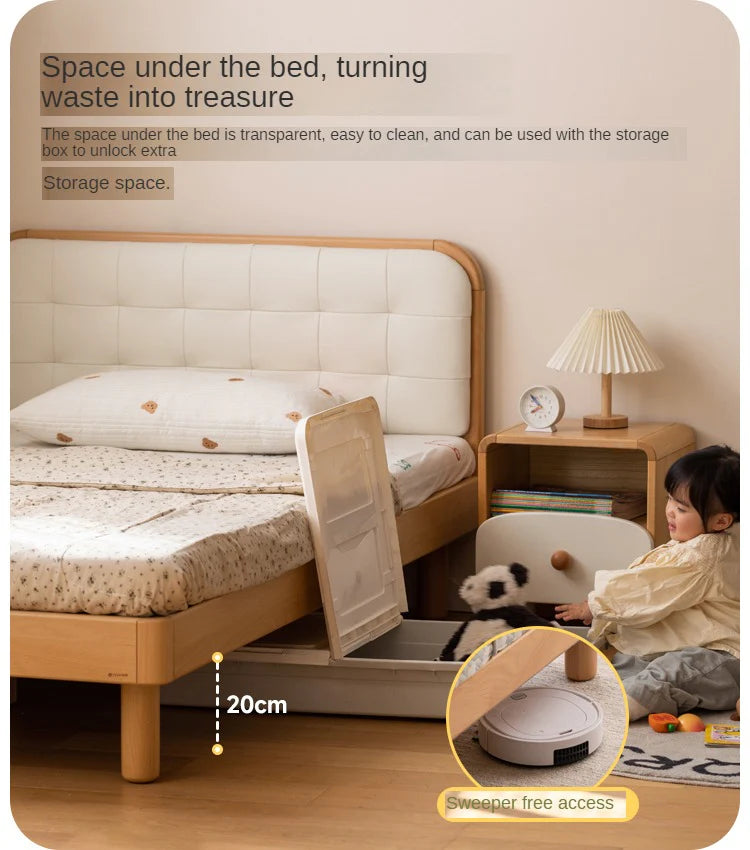 Rubberwood, Beech Solid Wood Children's Soft Bed