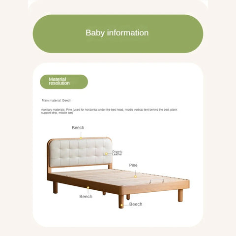 Rubberwood, Beech Solid Wood Children's Soft Bed