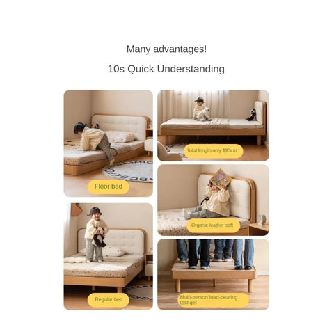 Rubberwood, Beech Solid Wood Children's Soft Bed