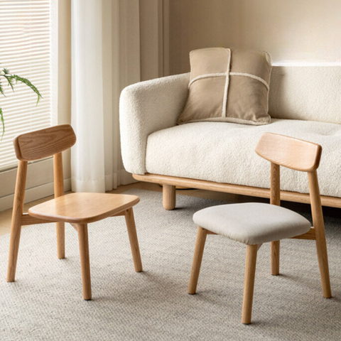 Oak Solid Wood Children's Small Chair Natural Finish Backrest Leisure & Baby Stool