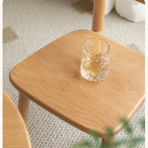 Oak Solid Wood Children's Small Chair Natural Finish Backrest Leisure & Baby Stool