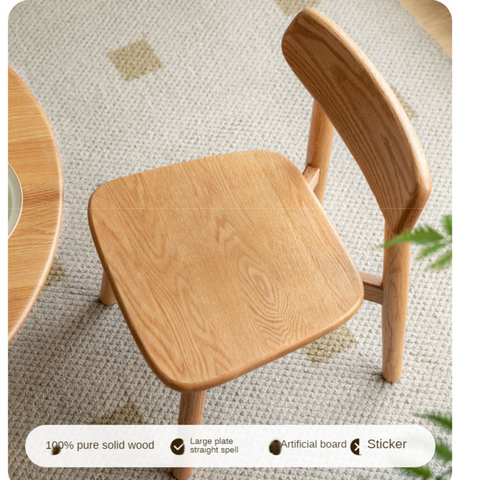 Oak Solid Wood Children's Small Chair Natural Finish Backrest Leisure & Baby Stool