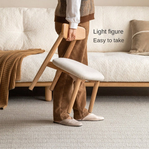 Oak Solid Wood Children's Small Chair Natural Finish Backrest Leisure & Baby Stool