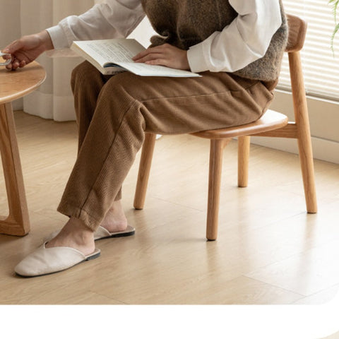 Oak Solid Wood Children's Small Chair Natural Finish Backrest Leisure & Baby Stool