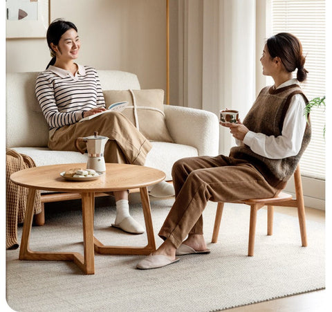 Oak Solid Wood Children's Small Chair Natural Finish Backrest Leisure & Baby Stool