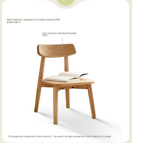 Oak Solid Wood Children's Small Chair Natural Finish Backrest Leisure & Baby Stool