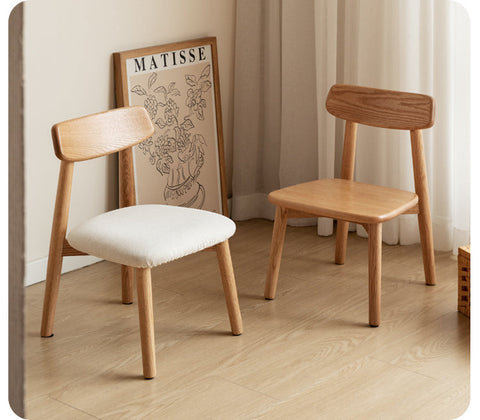 Oak Solid Wood Children's Small Chair Natural Finish Backrest Leisure & Baby Stool