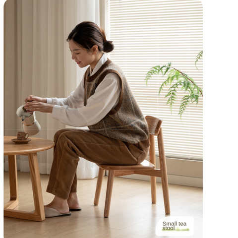 Oak Solid Wood Children's Small Chair Natural Finish Backrest Leisure & Baby Stool