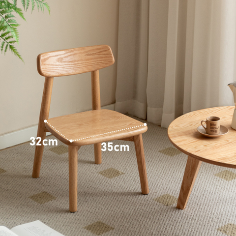 Oak Solid Wood Children's Small Chair Natural Finish Backrest Leisure & Baby Stool