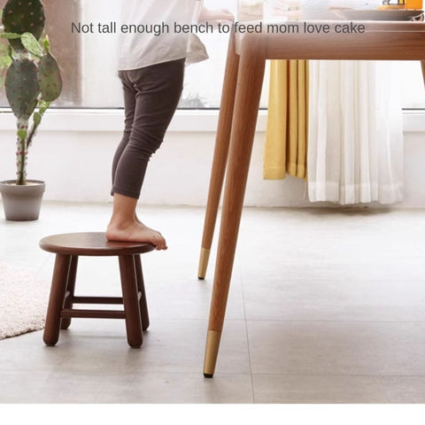 Oak & Beech Solid Wood Small Stool Nordic Round Design Natural Colors for Kids & Home